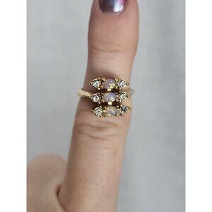 Vintage Opalite Cocktail Avon Ring 1978 Faux Opal Diamond Rhinestone Gold Tone